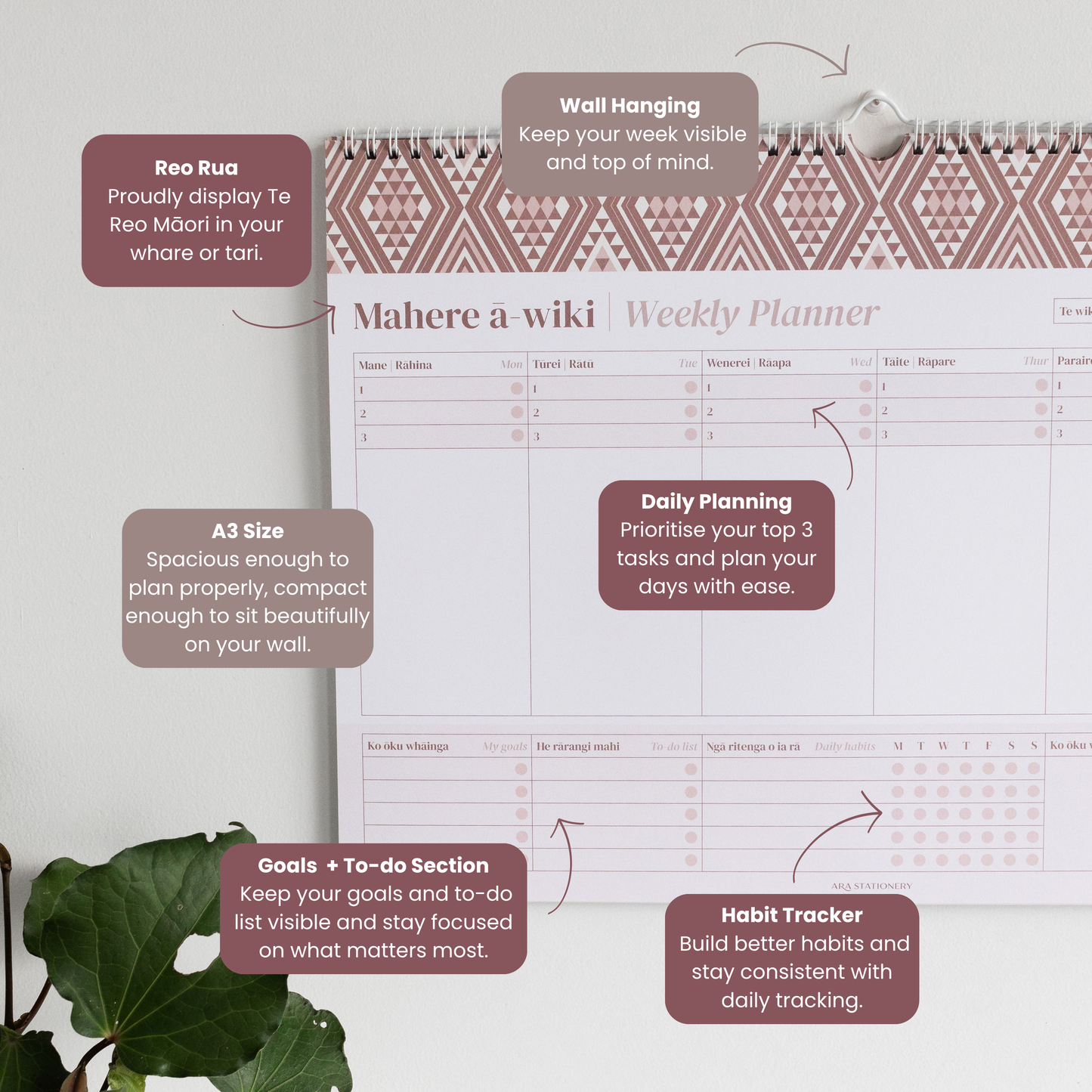 A3 Weekly Planner (Undated) | Māwhero - LAST 7!