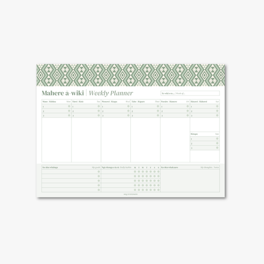 A4 Weekly Planner | Kākāriki