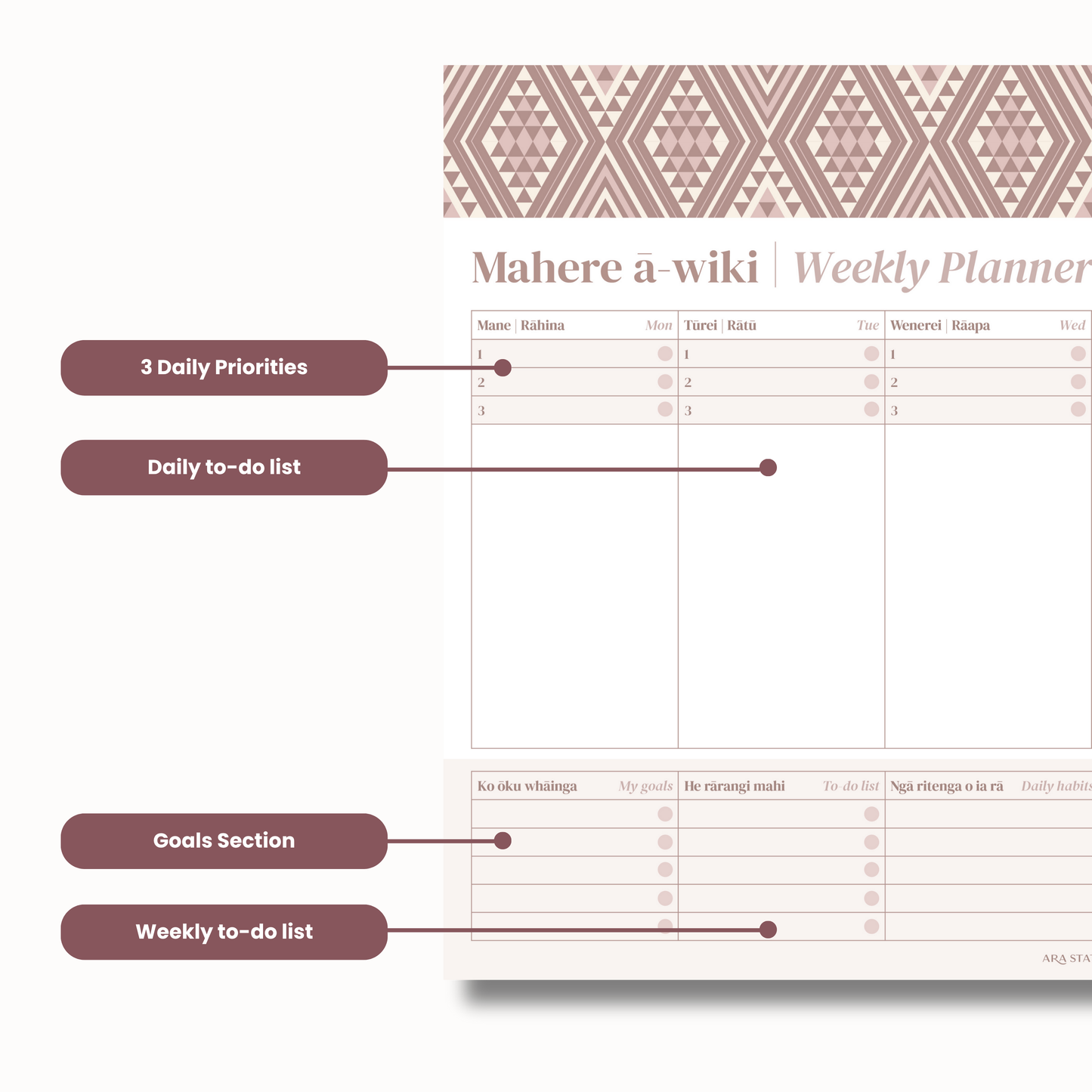 A3 Weekly Planner (Undated) | Māwhero