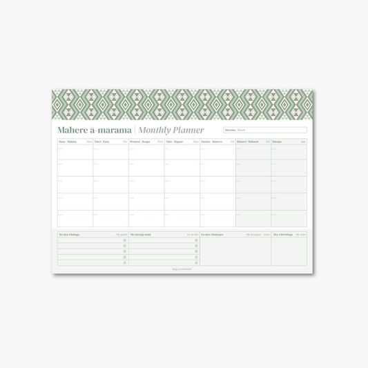 A3 Monthly Planner | Kākāriki