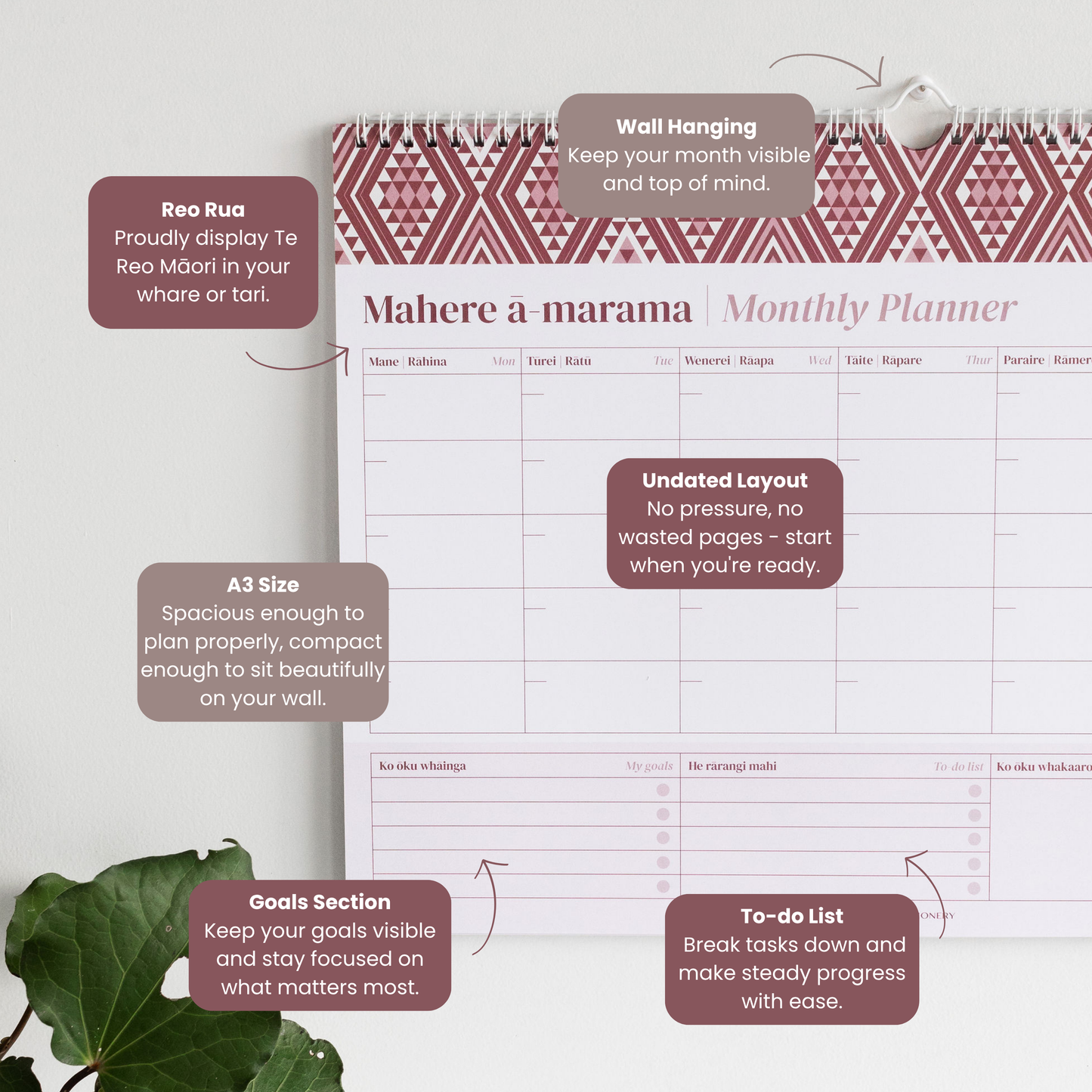 A3 Monthly Planner - (Undated) | Māwhero