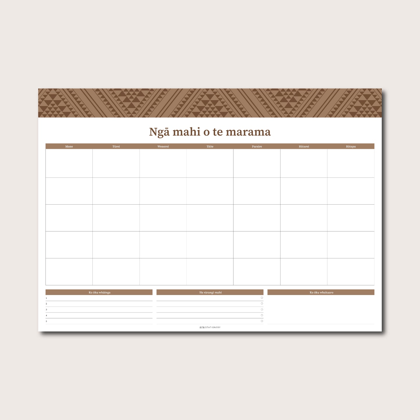 Monthly Planner - Niho Taniwha