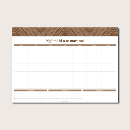 Monthly Planner - Niho Taniwha